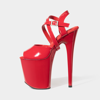 Nouvelles sandales populaires d'été à talons hauts de 20 cm (8 po) rouges brillantes pour pole dance, plateforme, modèle de défilé, légères