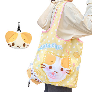 Sac de shopping pliable personnalisé en peluche pour chat, réutilisable, en forme d'animal mignon, sac fourre-tout en peluche douce, sac cadeau promotionnel - Product Image 1