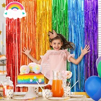 Décoration de fond de fête de couleur 1m * 2m, décoration d'anniversaire à pompon en feuille d'étain, peut être utilisée pour la décoration de fête d'anniversaire