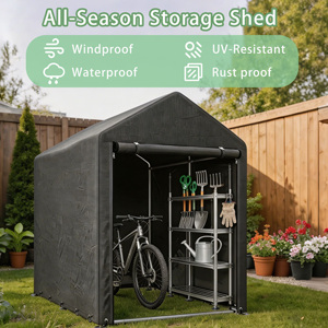 Abri <span class=keywords><strong>de</strong></span> jardin portable 3x5 pieds avec <span class=keywords><strong>porte</strong></span> à fermeture éclair enroulable, tente <span class=keywords><strong>de</strong></span> rangement pour outils <span class=keywords><strong>de</strong></span> jardin en métal gris portable - Product Image 2