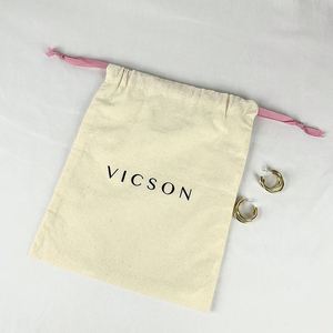Promotion Customized Organic Cotton <b>Drawstring</b> Shopping Bag Reusable Cotton Storage Bag Cotton Jewelry <b>Pouches</b> With Silk Ribbon - Product Image 3