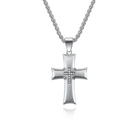 Nouveau Collier Croix de Couple en Acier Inoxydable Biseauté Style Européen et Américain, Chaîne Bambou, Bijoux de Mode, Vente en Gros