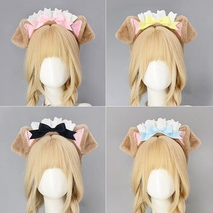 L0015 Fluffy Động Vật Tai Headbands Đối Với Phụ Nữ Kawaii Mèo Con Chó Tai Ban Nhạc Đầu Với Ren <span class=keywords><strong>Bow</strong></span> & Đầu Bếp Hat Dễ Thương Lolita Phụ Kiện Tóc - Product Image 3