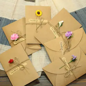 HOVANCI Hollowing Out Retro Kraft Paper Rose Heart Greeting Valentine Day Cards