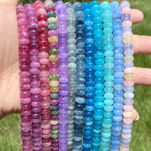 新着 5x8mm 天然石ビーズ アクアマリン アメジスト トルマリン ロンデル ルースビーズ ジュエリー作成 DIY ブレスレット アクセサリー用 - Product Image 1