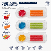 Bonbons gélifiés en bâtonnets enrobés de sucre avec sauce fruitée pour tremper, marque privée OEM, collation ludique pour enfants