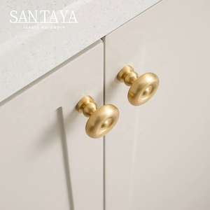 Gagang Kabinet Dapur Santaya Solid Brushed Brass, Kenop Laci Lemari Kamar Tidur, Gagang Furnitur - Product Image 4