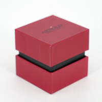 Caja de Joyería Roja Personalizada con Tapa y Base, Embalaje con Inserto y Logotipo Negro, Caja de Regalo para Joyería Premium, Venta al Por Mayor