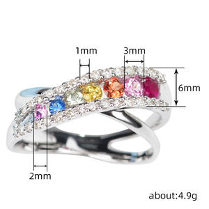 Anillo de Plata 925 con Piedras Preciosas para Mujer, Modelo Q504, Anillo de Compromiso de Lujo con Engaste de Canal, Piedras Multicolores, Diseño Elegante - Product Image 4