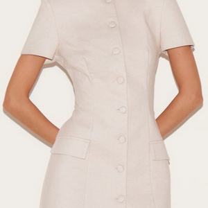 Elegante Vestido Midi Casual para Mujer, Diseño a Cuadros, Cuello Redondo, Combinación de Algodón y Lino, Estilo Vintage y Sexy - Product Image 3