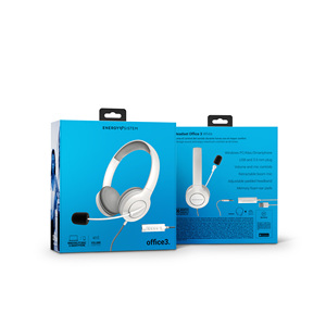 Casque Office 3 blanc (prise USB et 3,5 mm, contrôle du volume et du silence, micro à bras rétractable) - Product Image 6