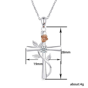 Collier avec pendentif fleur de rose pour femmes, bijoux de mode de style nature romantique - Product Image 6
