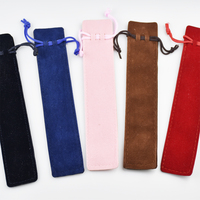 GemFully Small Business Online Executive Pen case Pencil Pouches Logo personnalisé Black Velvet Pen Pouch Drawstring Bag