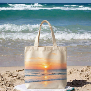 Sac de plage en toile avec longue bandoulière, motif lettres, taille moyenne, sac fourre-tout en coton, impression personnalisée pour cadeaux et fêtes - Product Image 3