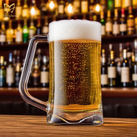Verres à bière en verre clair de 430 ml avec gravure laser, mugs à bière carrés à base épaisse avec poignée
