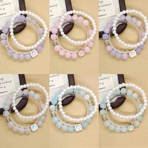 Double Circle Crystal Glaze <b>Beaded</b> <b>Bracelet</b> Jewelry Sweet Charm Beads <b>Bracelet</b> Fantasy Popcorn Cracked Crystal Beads <b>Bracelet</b> - Product Image 1