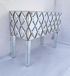 Living Room Furniture Silver Glass Beveled Edges Tall <strong>Console</strong> <strong>Table</strong> with <strong>Slim</strong> Legs - Product Image 5