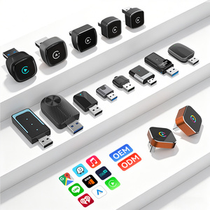 อะแดปเตอร์ CarPlay ไร้สายแบบ 2 in 1 รองรับการชาร์จเร็ว พร้อมโลโก้ OEM ขนาดเล็ก กล่อง AI พกพาสะดวก ใช้กับรถยนต์ มินิดองเกิล - Product Image 1