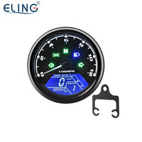 ELING Speedometer Digital Sepeda Motor 199 MPH KM/H Tachometer 12000RPM Dengan Indikator Gigi Lampu Alarm