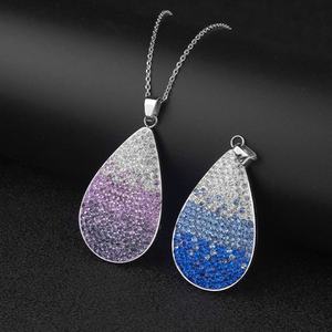Pendentif goutte d'eau exquis en acier inoxydable avec strass colorés et zircon, pierre principale entièrement sertie de diamants, pour les chrétiens - Product Image 3