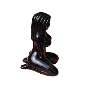 En gros 5.5cm Cristal Naturel Mère Terre Sculpture Obsidienne Noire <span class=keywords><strong>Gaia</strong></span> Déesse Sculpture pour la Décoration - Product Image 1