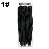 Tresses ombrées blondes de 18 pouces 3x dreadlocks 36 brins de faux locs pré-bouclés couleur noire extension de cheveux au crochet dread locks