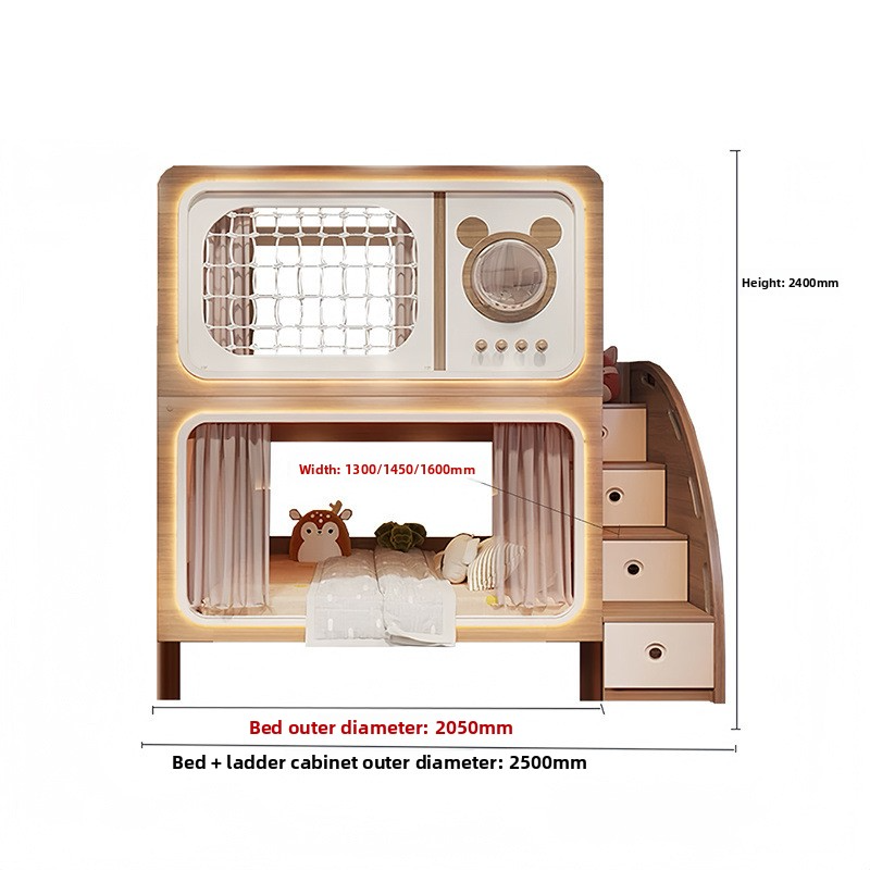 Bed + Staircase Cabinet + 2 Mattresses