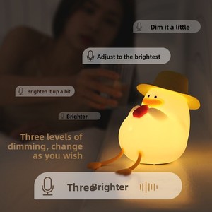 Lámpara de Noche de Silicona con Forma de Pato, Luz Blanca Cálida, Control por Voz con un Toque, Regalo Creativo, Funciona con Batería - Product Image 2