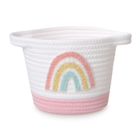 Panier de rangement multifonctionnel en corde de coton arc-en-ciel avec poignées, écologique pour les jouets des enfants, les vêtements, les articles divers, l'organisation