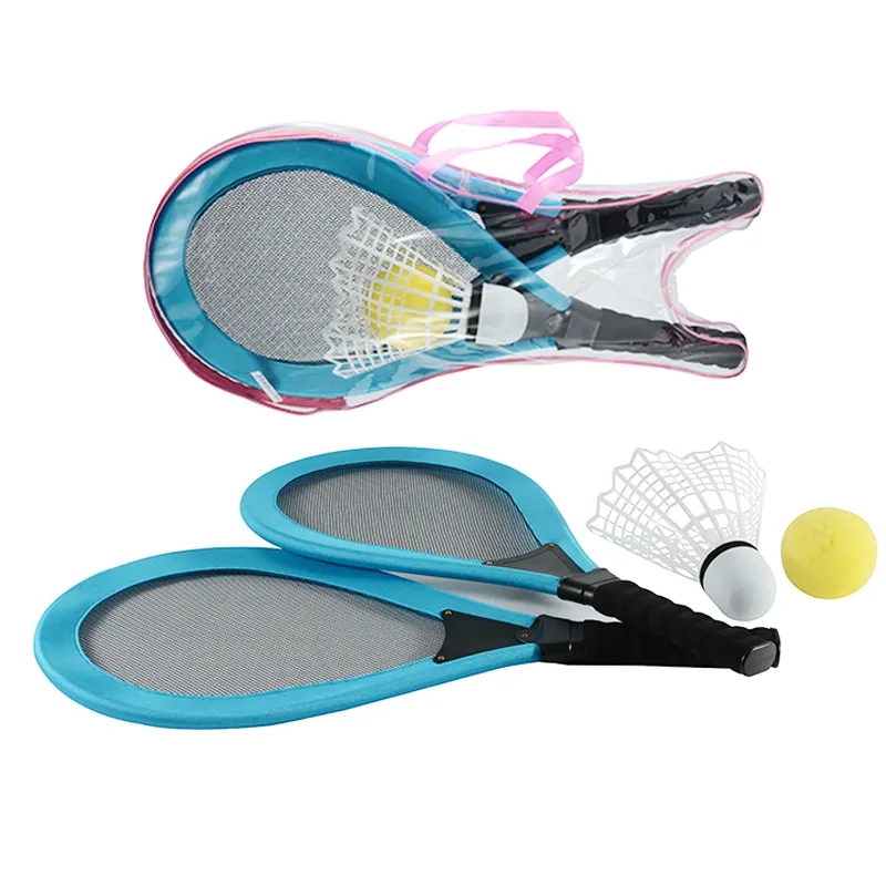 Groothandel 2 Ballen Plastic Speelgoed Set Paddle Strand Racket Licht Badminton Zachte Tennisset Nieuwe Grappige Outdoor Sport Rackets Voor Kinderen