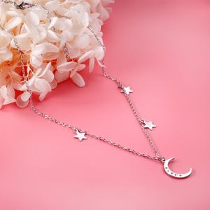 Collar con Colgante de Estrella y Luna de Acero Inoxidable, Joyería Personalizada para Regalo de Aniversario - Product Image 4