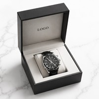 Boîtes à montres en carton rigide noir de luxe, emballage OEM, présentoir de cadeaux avec logo personnalisé, Scatola Orologio