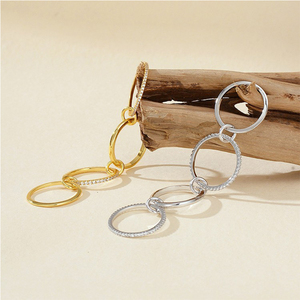 925 diseño de declaración de plata esterlina cuatro anillos anillo de circón entrelazado para mujeres moda Punk gótico hombres joyería fina - Product Image 4