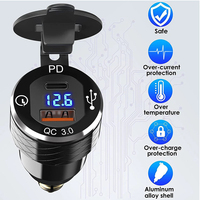 Nouvelle prise de chargeur double USB étanche IP65 certifiée CE 12V/24V 24W 4.8A avec voltmètre LED et interrupteur, compatible universel pour voiture, camping-car, yacht, camion