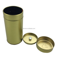 Boîte en étain ronde noire mate de qualité alimentaire pour le thé et le café, avec double couvercle personnalisé, vente en gros