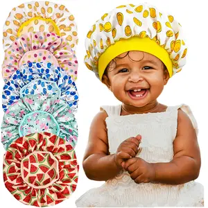 Wholesale Children's Satin Bonnet Stretch Silk Small Round Baby Hair Care Cap Kids Satin Solid Sleeping Hat for unisex bonnet