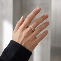 Bague OUGEPHELI VVS1 Moissanite Cuban Link, testée au diamant, plaquée or 14K, style Hip Hop Iced Out pour homme