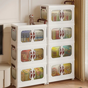 Đồ Chơi Gia Đình Stackable Với Bánh Xe Có Thể Gập Lại Lưu Trữ Hộp Với Xử Lý Tiện Ích Lưu Trữ Tủ <span class=keywords><strong>3</strong></span> Tier Cán Giỏ Hàng - Product Image 1
