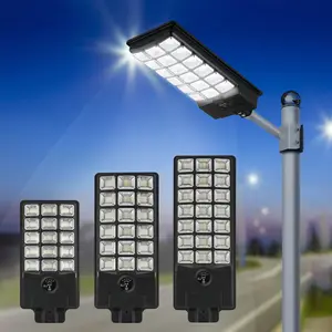 100w 200w 300w poste IP65 à prova d'água para uso externo iluminação de rua movida a energia solar controle remoto luz de rua solar de alto lúmen