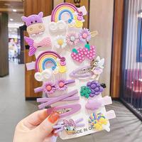 14 unids/set Venta de fábrica de dibujos animados Arco Iris pasador de pelo hecho a mano para niñas Niños Accesorios para el cabello elegantes lindas pinzas para el cabello