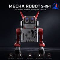 Haut-parleur Bluetooth 2-en-1 et écouteurs au design Cyberpunk Mecha Robot, double batterie 1000+500mAh et lumière LED respirante pour la vente en gros