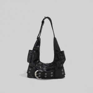 Bolsa femenina grande y espaciosa hecha a mano con textura retro, estilo clásico y correa para el hombro. - Product Image 1