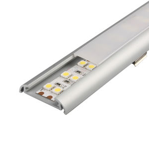 Profilé en aluminium extrudé 6063 avec couvercle de diffuseur en PMMA, 1m/2m, 39x09mm T5, surface finie anodisée - Product Image 1