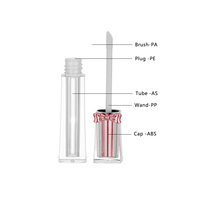 Tube de brillant à lèvres carré transparent de luxe, design personnalisé avec nœuds or rose, bouchon à vis, base vide pour gloss et blush