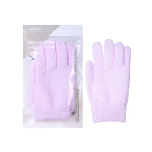 Guantes de baño Lanella SY804 morados, guantes exfoliantes de doble cara para limpieza corporal - Product Image 2