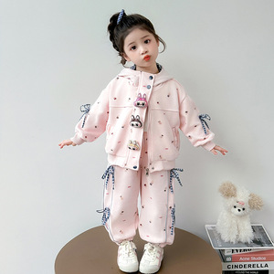 Nouvelle Collection Automne : Ensemble Deux Pièces à Capuche Dessin Animé pour Filles – Sweat à Capuche Adorable + Pantalon de Survêtement à Revers – Tenue Décontractée pour Bébés Filles - Product Image 1