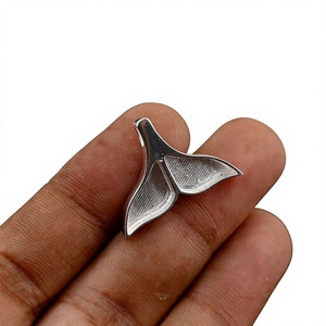 925 Sterling Silber Hochwertiger Umweltfreundlicher Vergoldeter 26x17mm Wal-Schwanz Blanko-Lünettenanhänger Meerjungfrauenschwanz Halskette Schmuck - Product Image 1