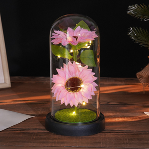 Regalo para el Día de la Madre, <span class=keywords><strong>Dos</strong></span> Adornos de Girasol, Manualidades con Cúpula de Cristal Luminosa, Regalo Creativo para el Día de San Valentín, Hecho a Mano por el Fabricante - Product Image 3
