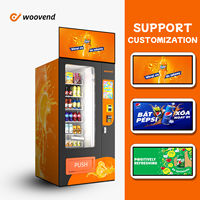 Distributeur combiné de boissons extérieur avec lecteur de cartes, pour fast-food, boissons froides, snacks, snacks et snacks réfrigérés personnalisés