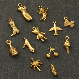 18K placcato <span class=keywords><strong>oro</strong></span> placcato aereo da donna corpo ciliegia stivali da Cowboy occidentale ciondoli in acciaio inox Mini charm fai da te creazione di gioielli - Product Image 5
